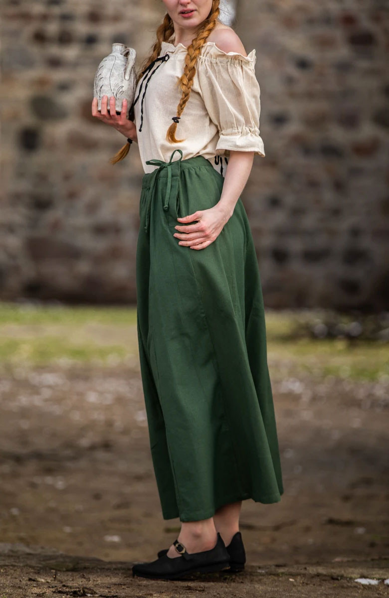 Falda medieval modelo Konstanze, algodón verde