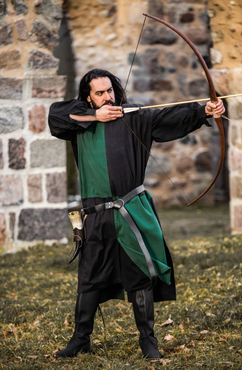 Túnica medieval Tablero de Ajedrez, negro-verde