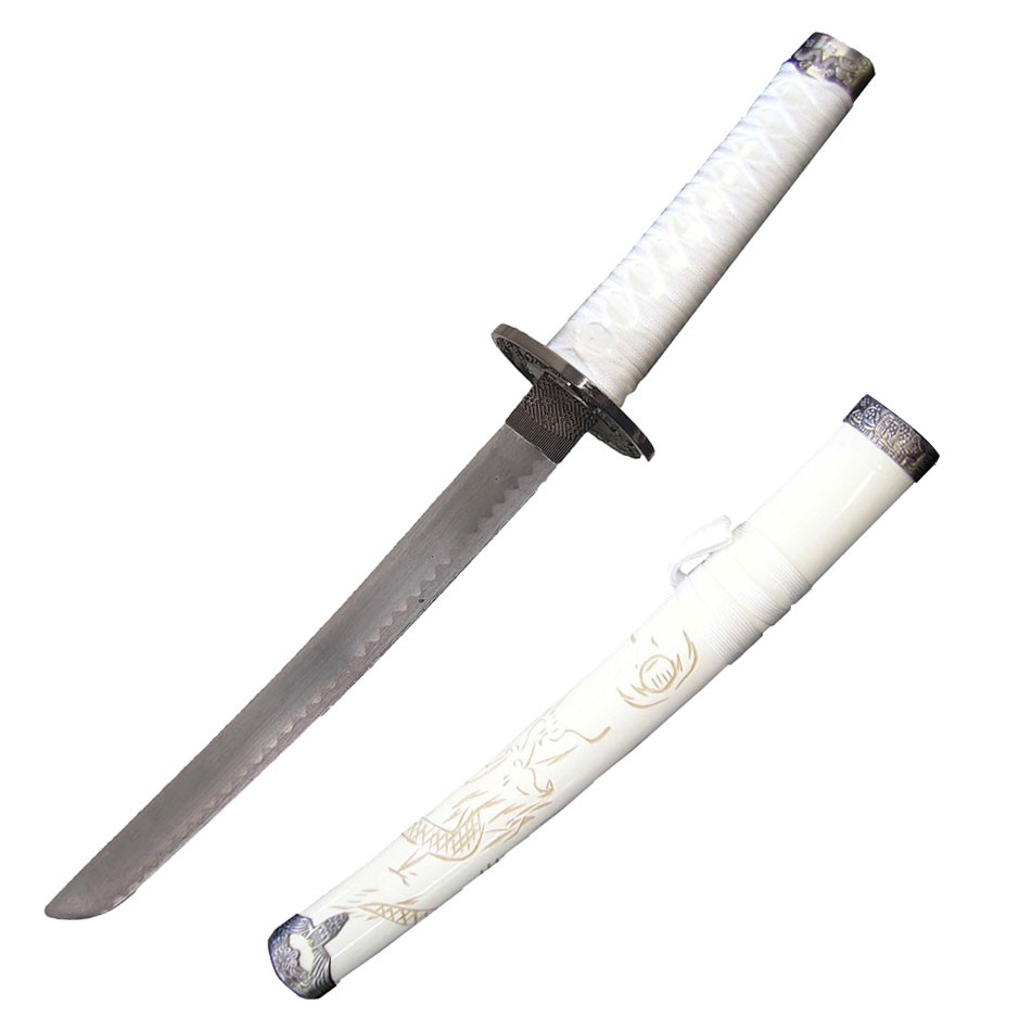 Tanto decorativo Dragón saya blanca (54 cm.)