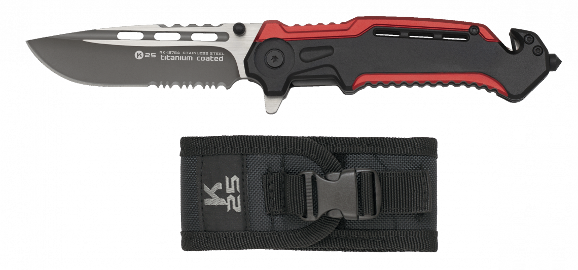 Navaja de rescate y emergencias K25 con funda (hoja 8,7 cm.)