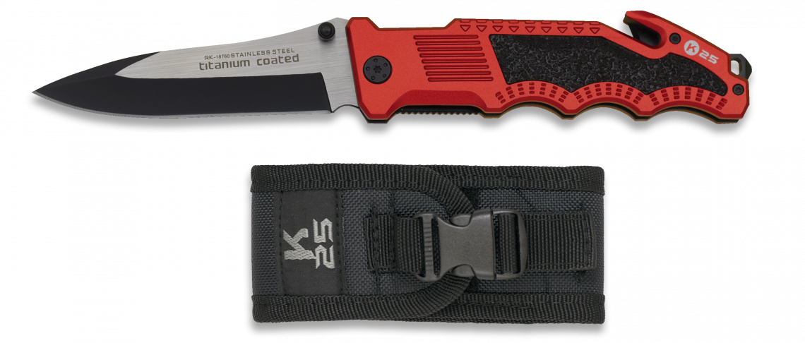 Navaja de rescate K25 seguridad roja, hoja lisa