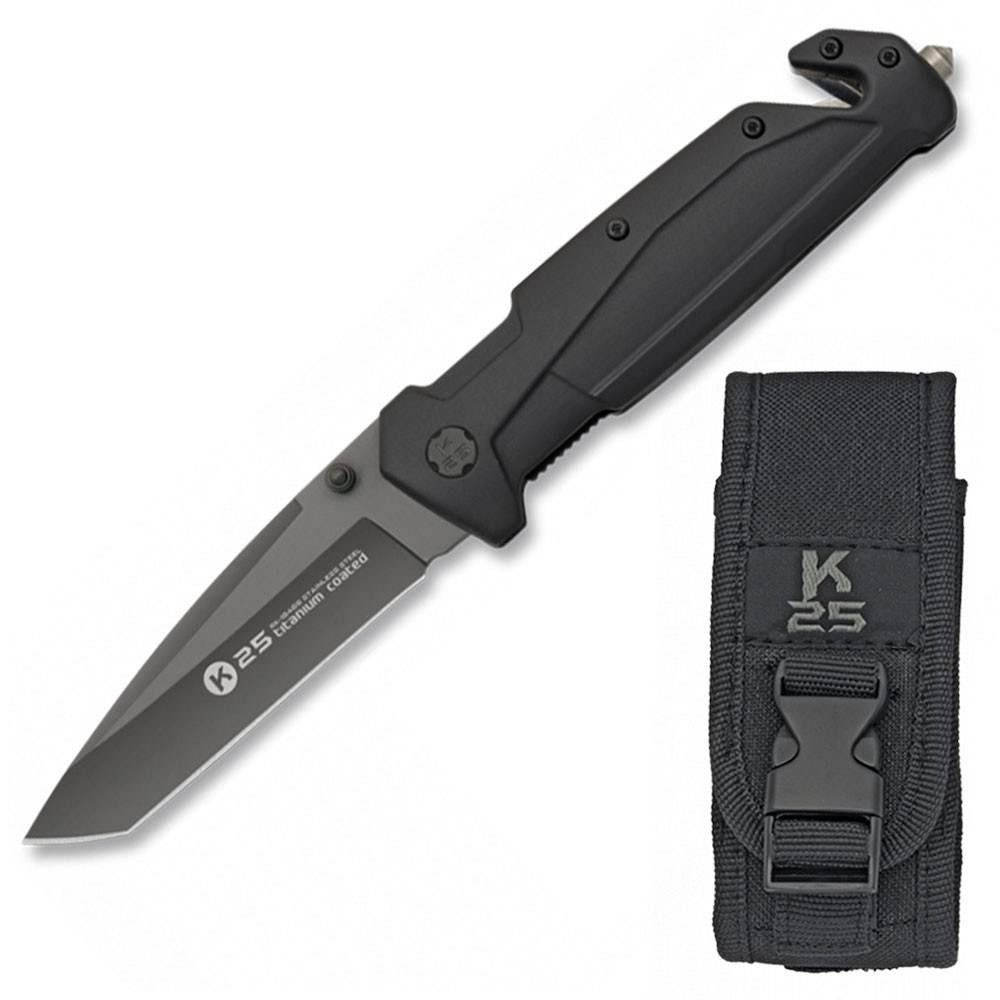 Navaja de rescate K25 Titanium Coated, negro