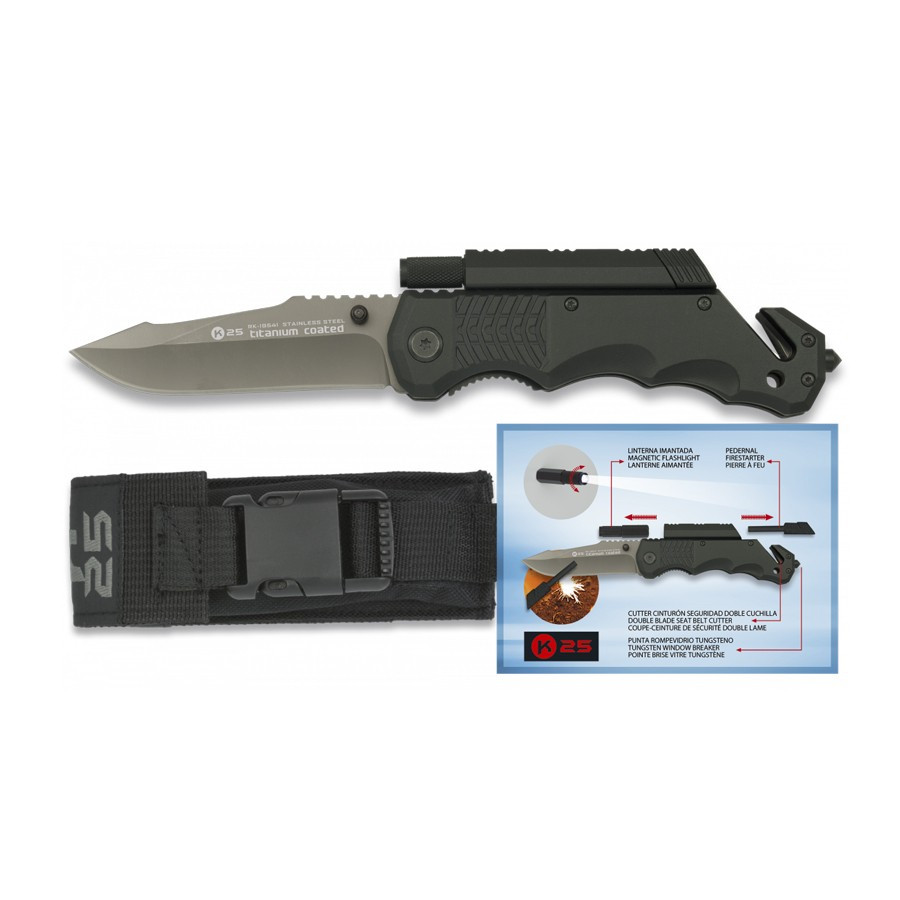 Navaja de rescate RUI PRO con baño de titanio