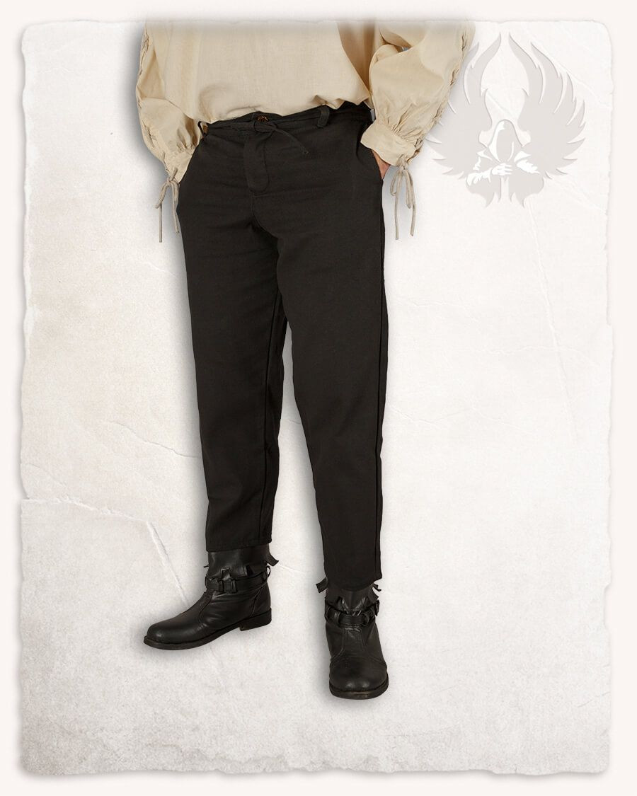 Pantalones medievales corte recto Rocco, negros