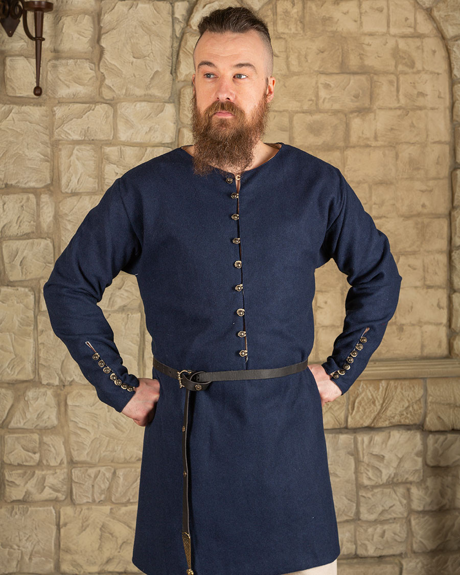 Túnica vikinga de lana azul modelo Rafael