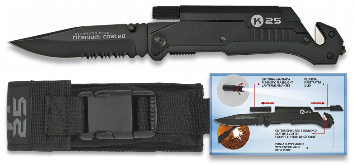 Navaja de rescate, hoja 9 cms.