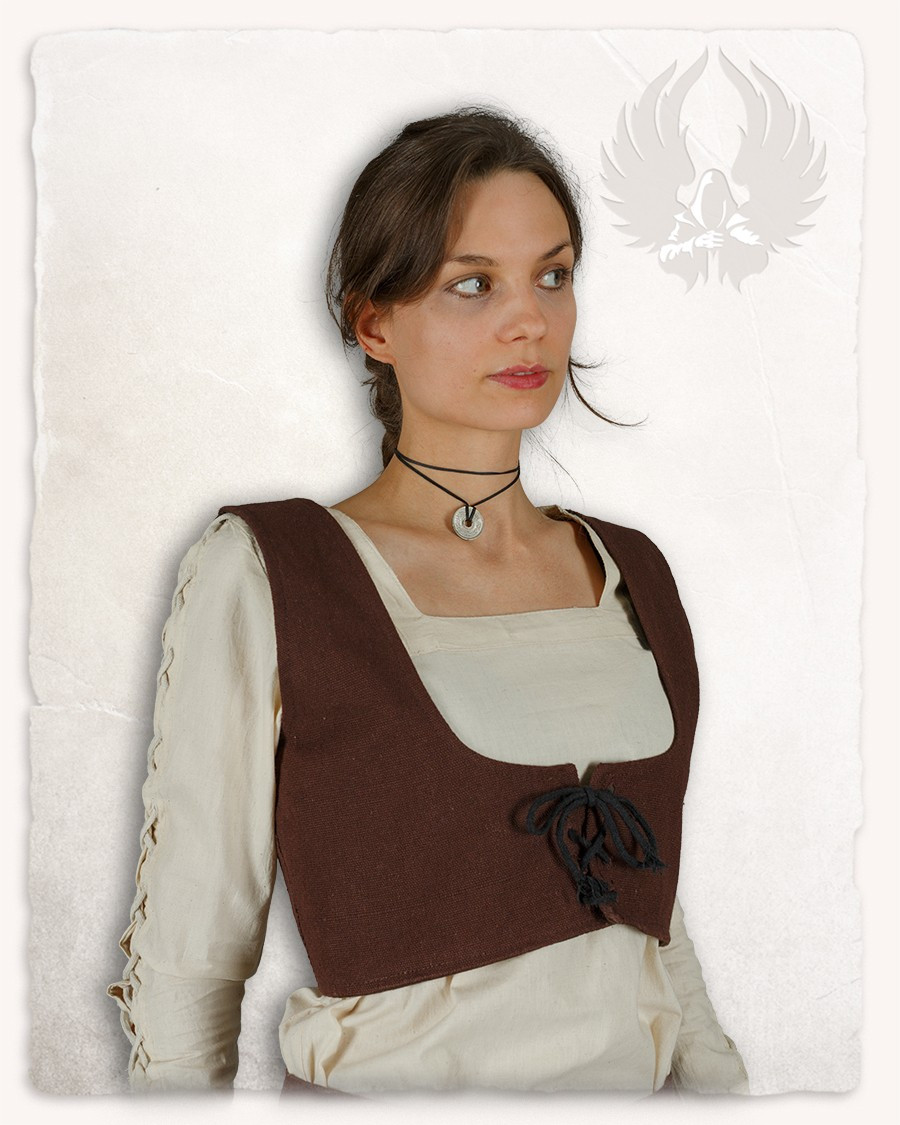 Corpiño medieval en algodón marrón modelo Annabelle