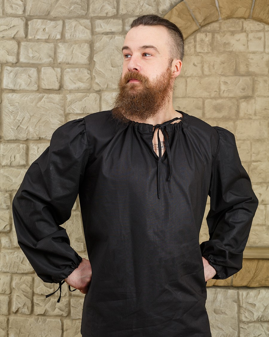 Camisa medieval modelo Rafael, algodón negro