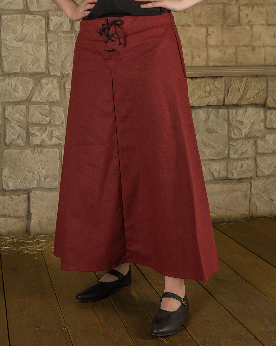 Falda medieval en algodón burdeos modelo Sina