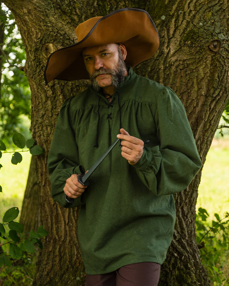 Camisa medieval de lazos modelo Ansgar, color verde