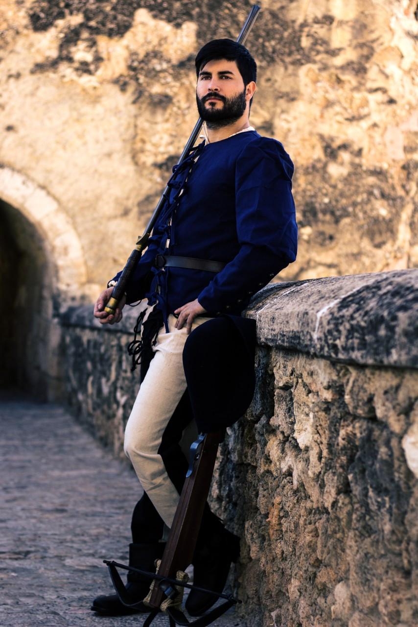 Chaqueta medieval modelo Rafael, algodón azul