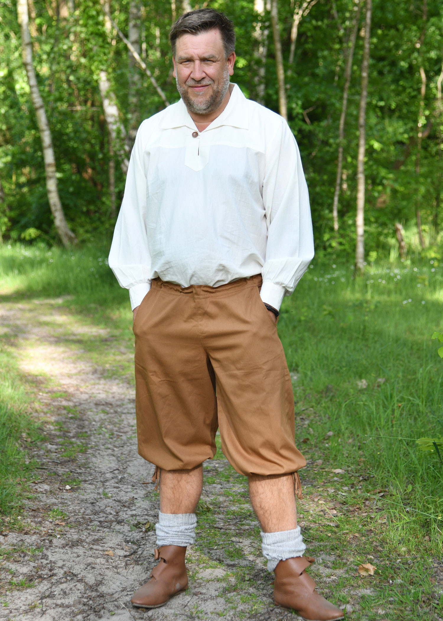 Pantalones pirata con cordones modelo Jonte, color marrón claro