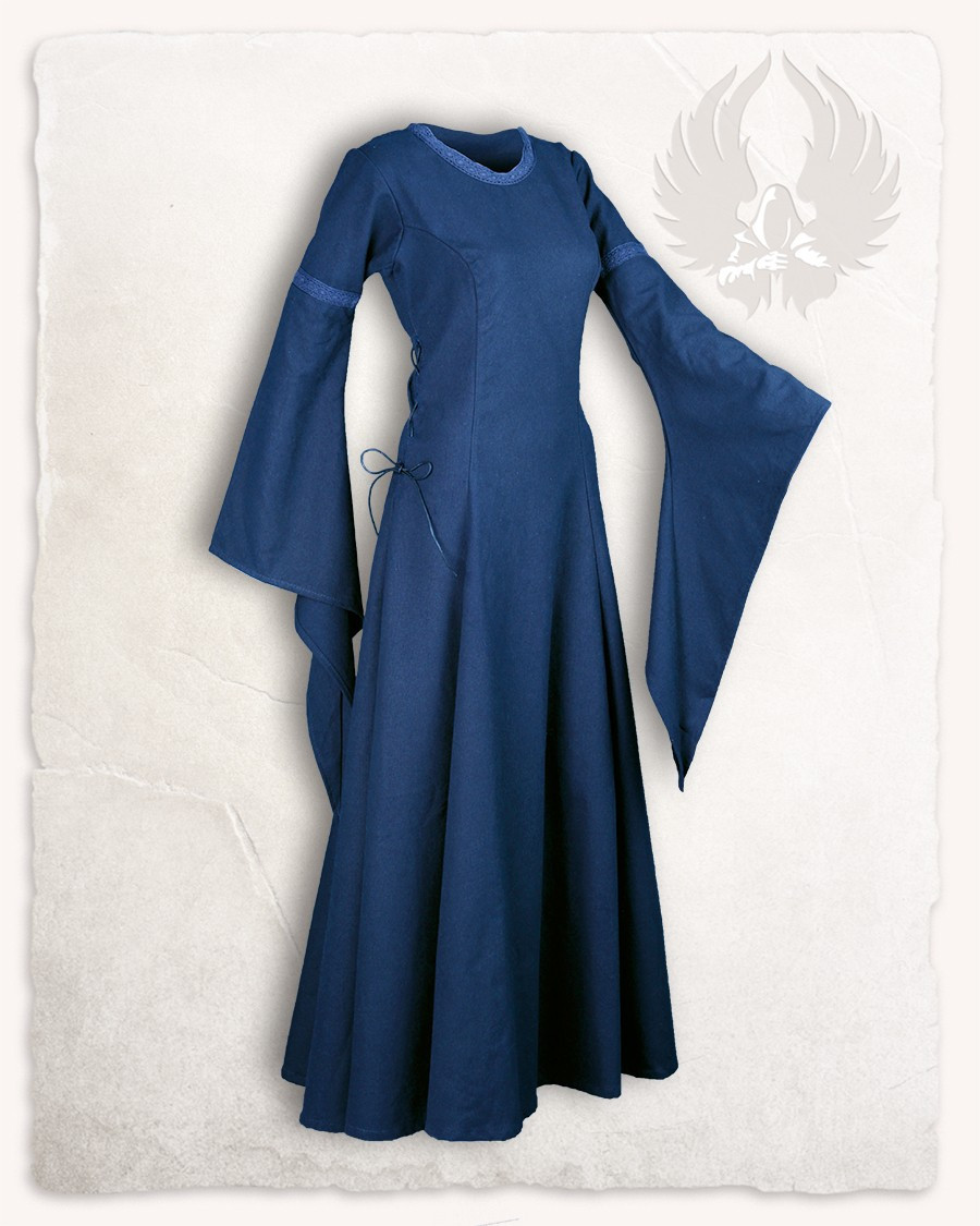 Vestido medieval en algodón premium modelo Lenora, azul