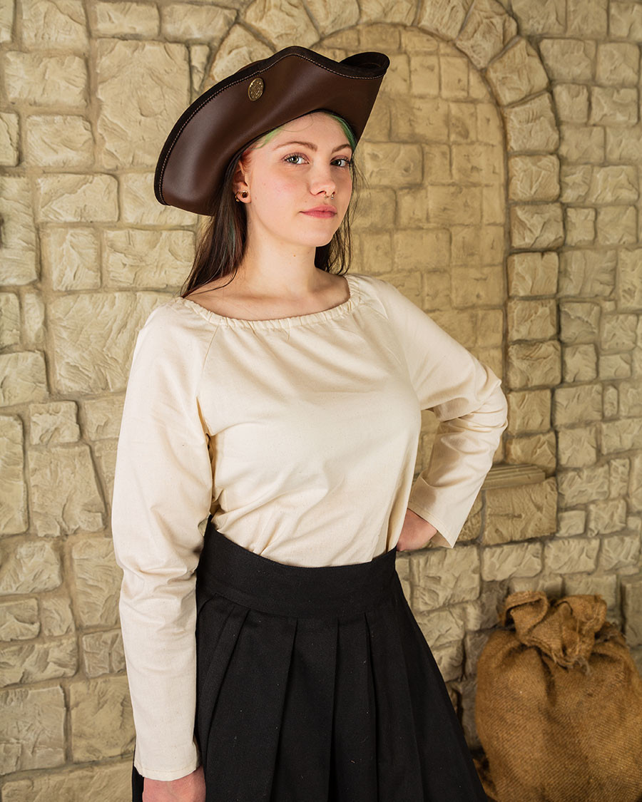 Blusa pirata para mujer modelo Amelia, blanco natural