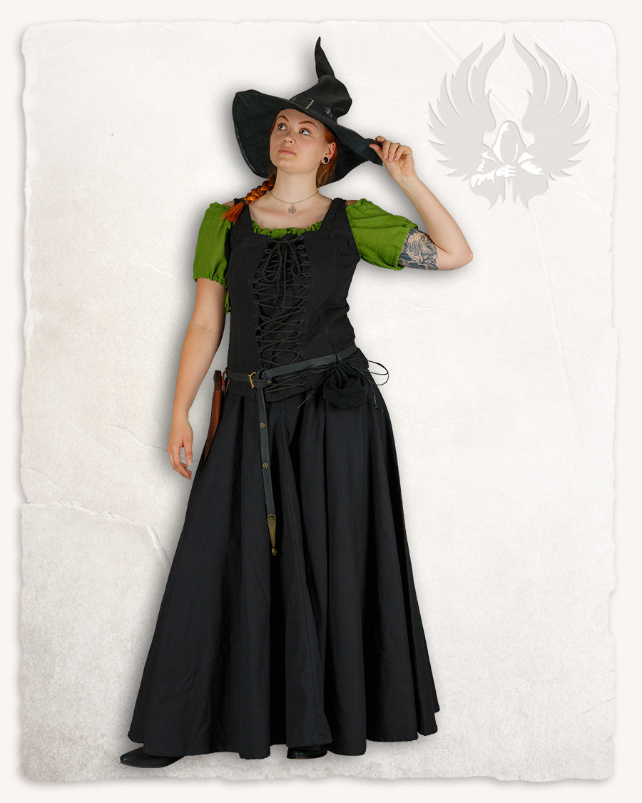 Falda medieval en algodón modelo Úrsula, negro