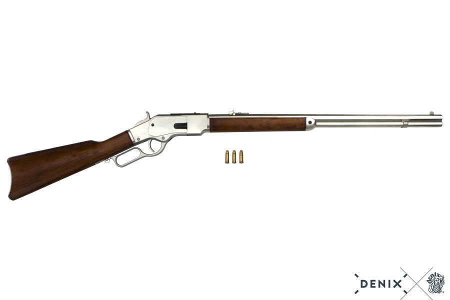 Rifle USA 1873, con mecanismo extracción de balas (plateado)