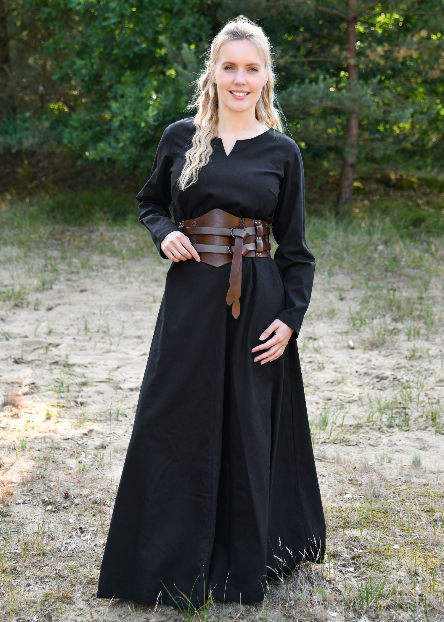 Vestido Medieval Milla Ligero de mujer, negro