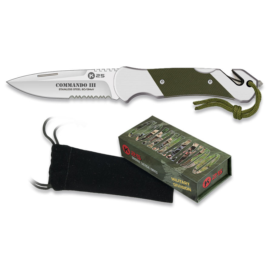 Navaja táctica K25 Commando III seguridad