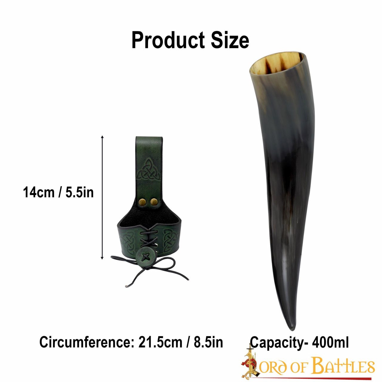 Cuerno de los cazadores del Norte con tahalí verde (400 ml.)