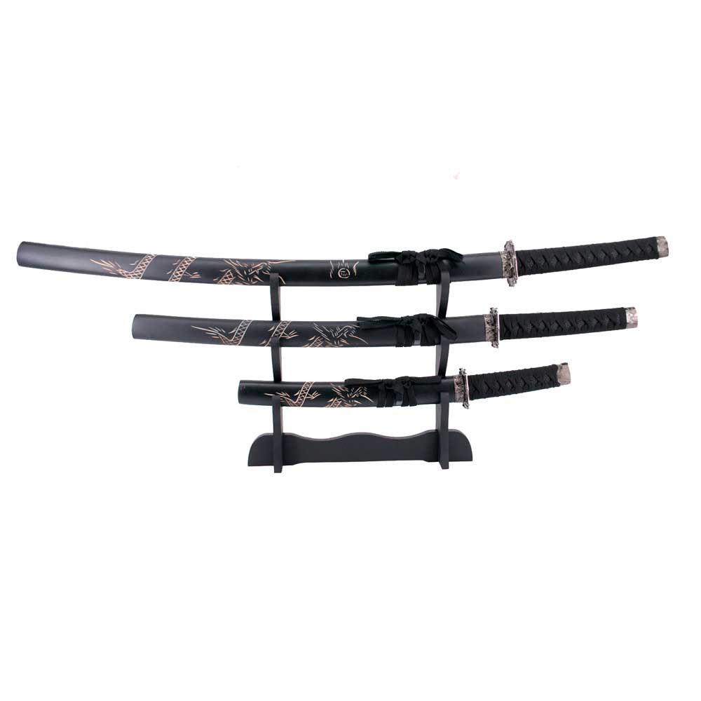 Set Katana, Wakizashi y Tanto con Soporte: Réplica Decorativa Samurái