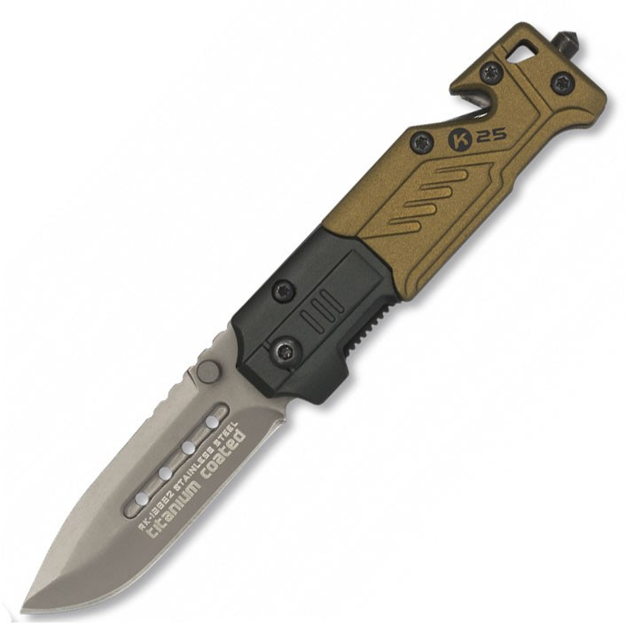 Navaja de rescate marca K25 funda kydex (13,5 cm.)