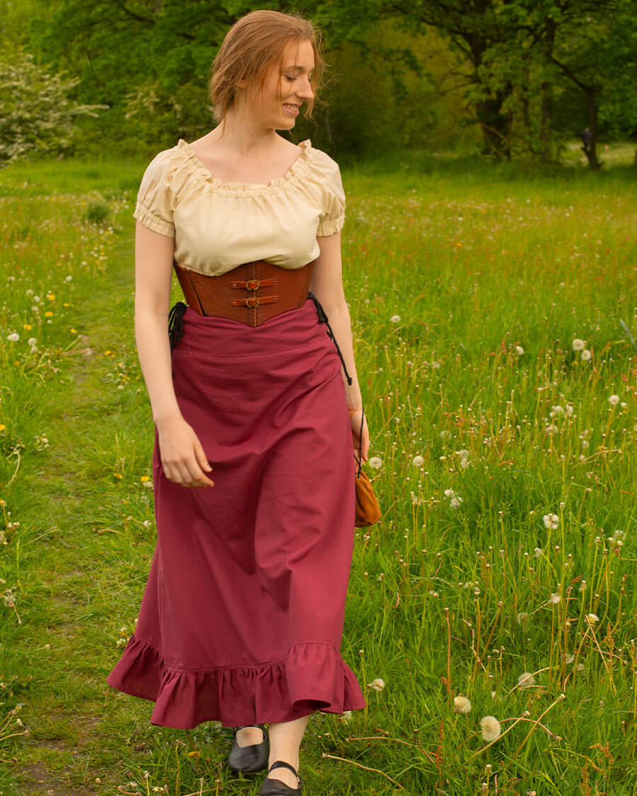 Falda medieval Nelly algodón en color Burdeos