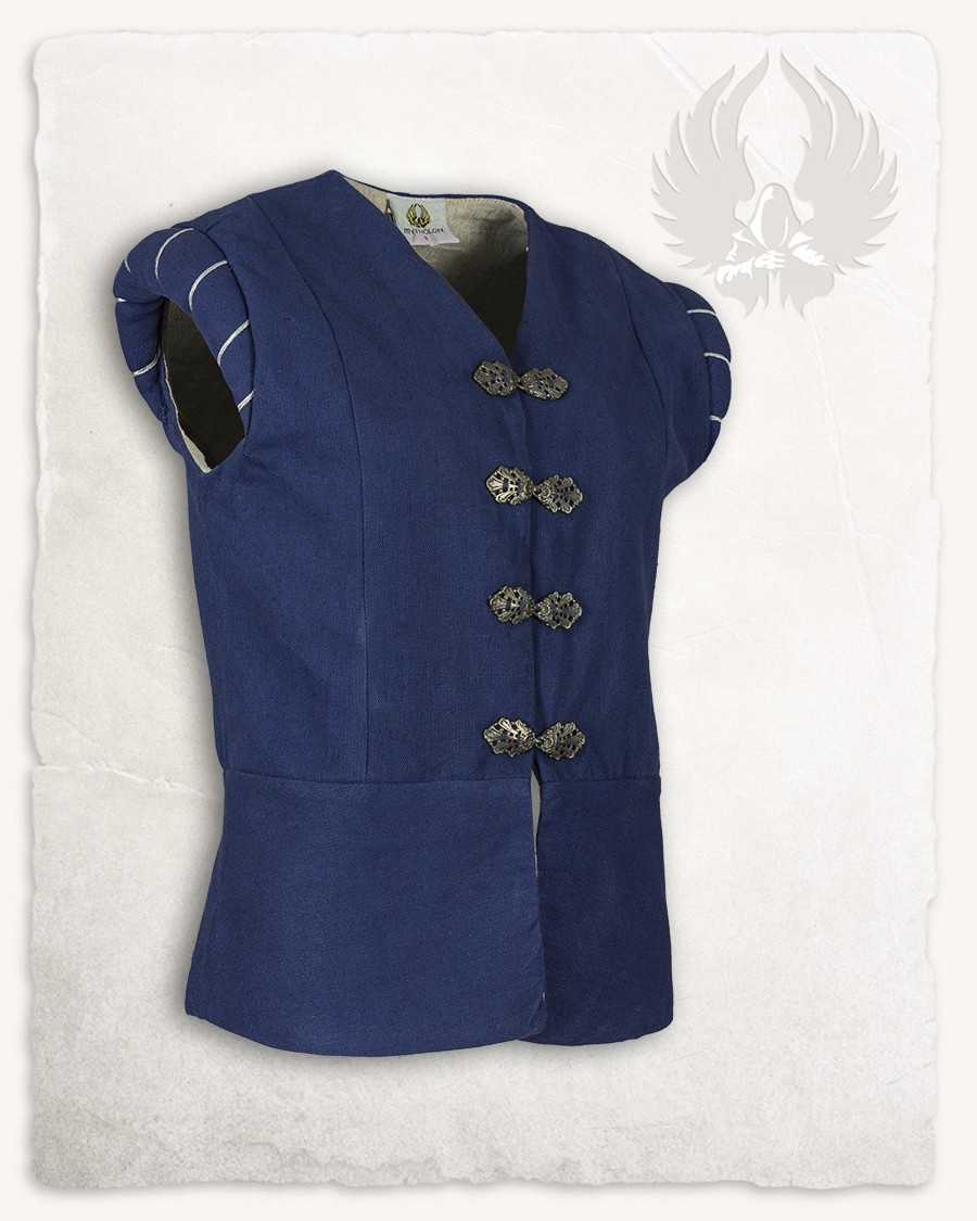 Chaleco Medieval Geoffrey doblete en lona azul