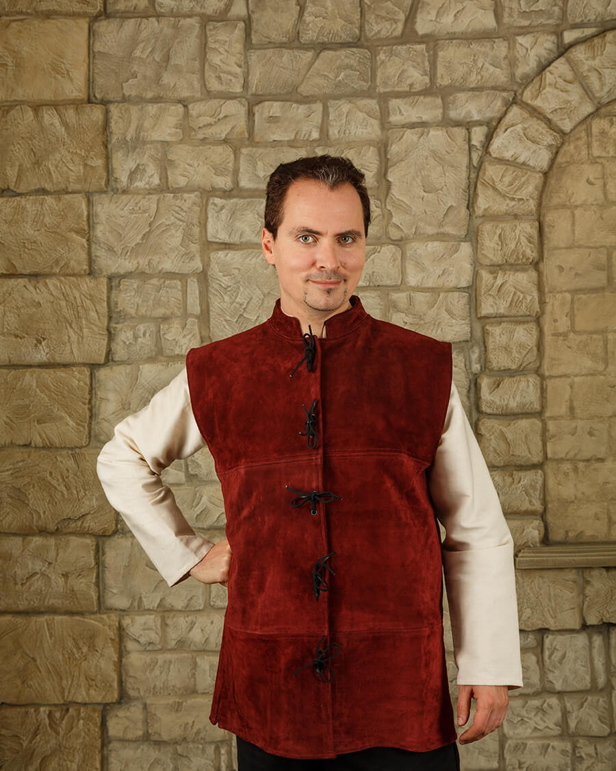 Chaleco Renacentista Laertes en ante burdeos