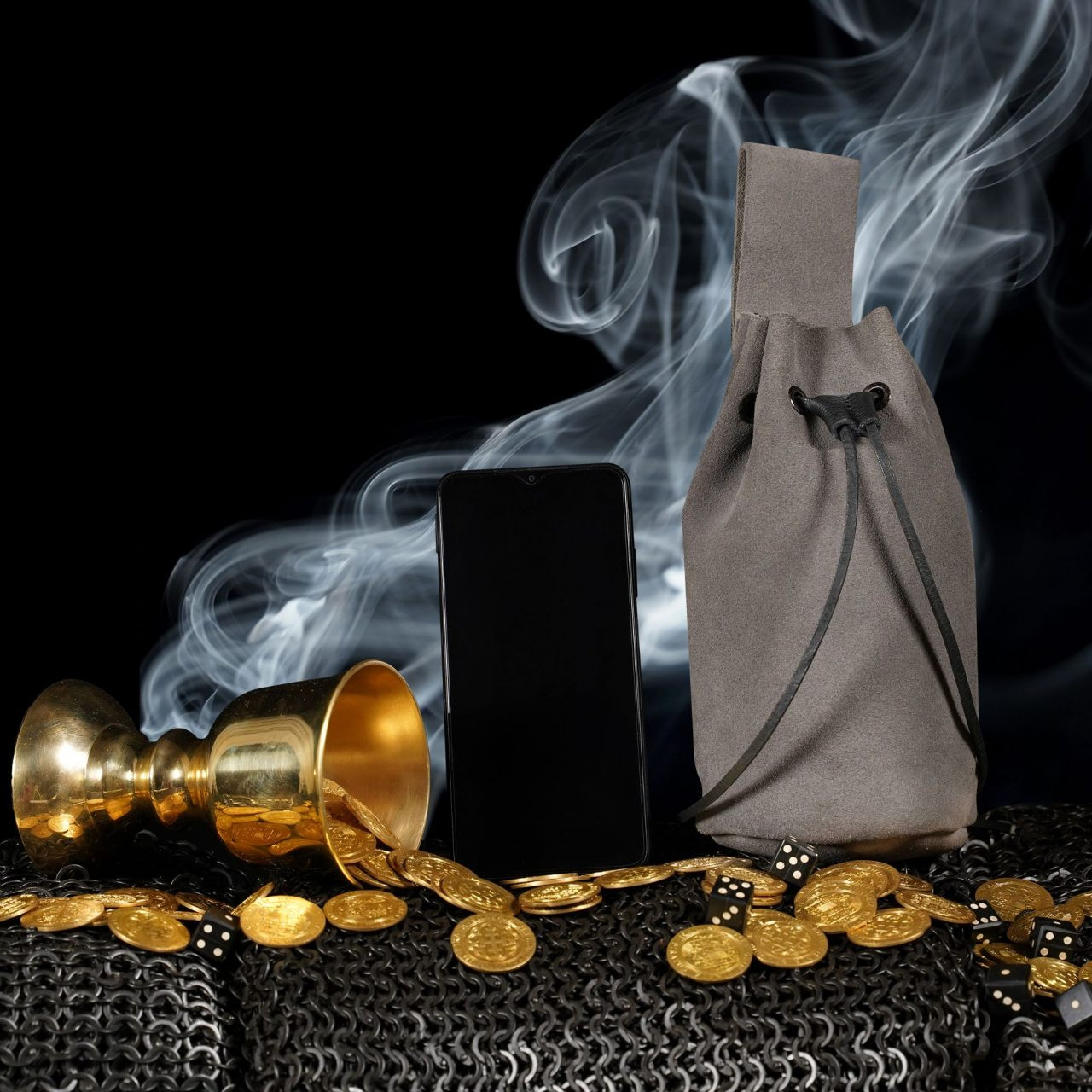 Bolsa para monedas con cordón cuero de ante gris