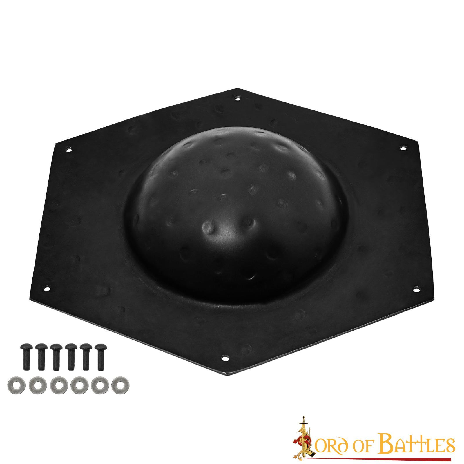 Umbo hexagonal para escudo romano en acero negro
