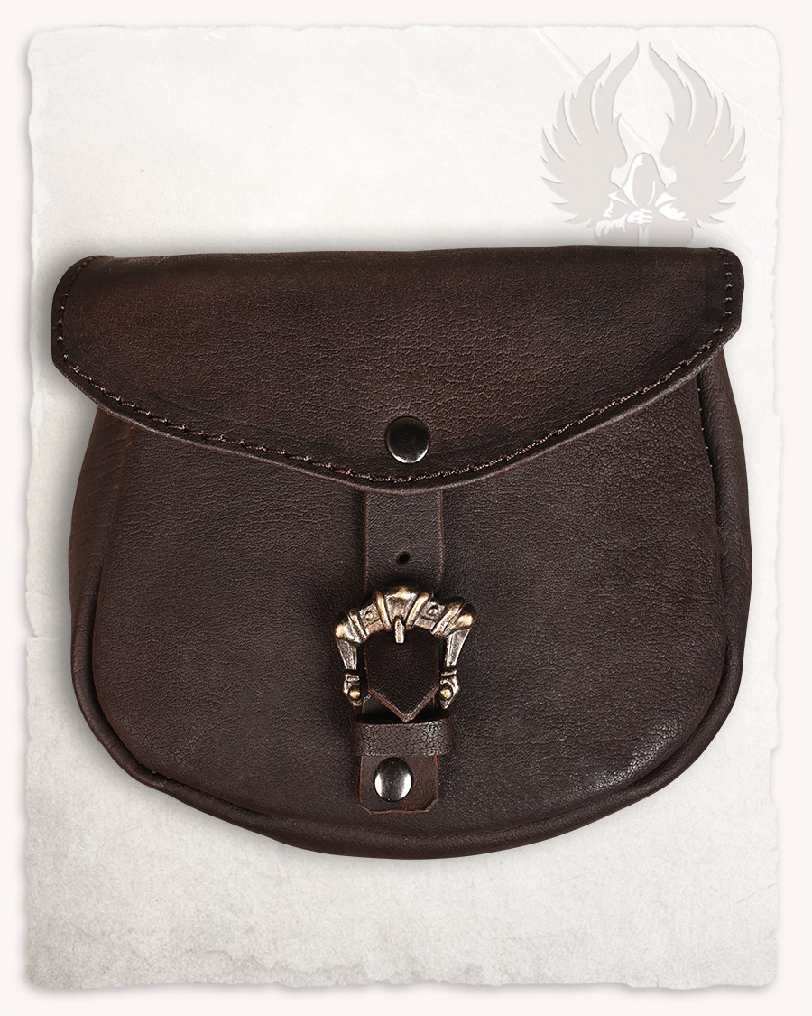 Bolso medieval León, tipo riñonera en marrón (20x18 cm.)