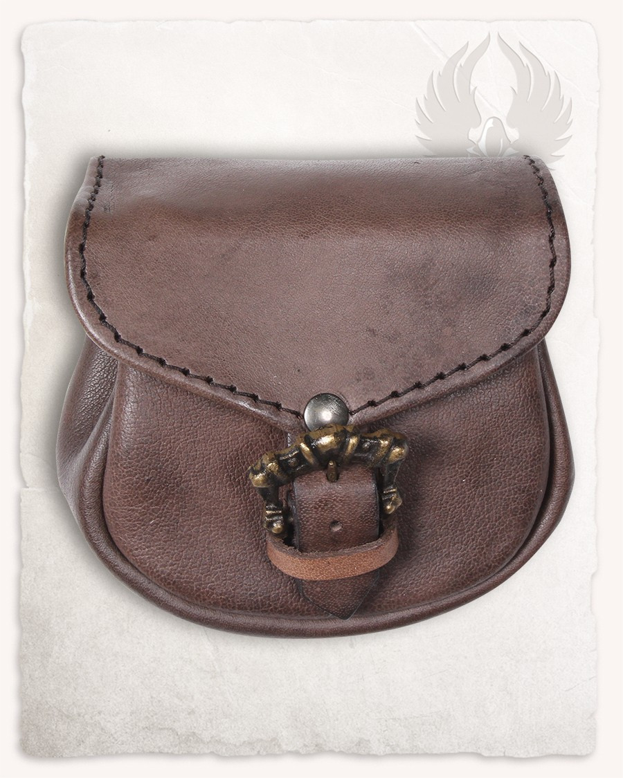 Bolso medieval León, tipo riñonera en marrón (14x14 cm.)