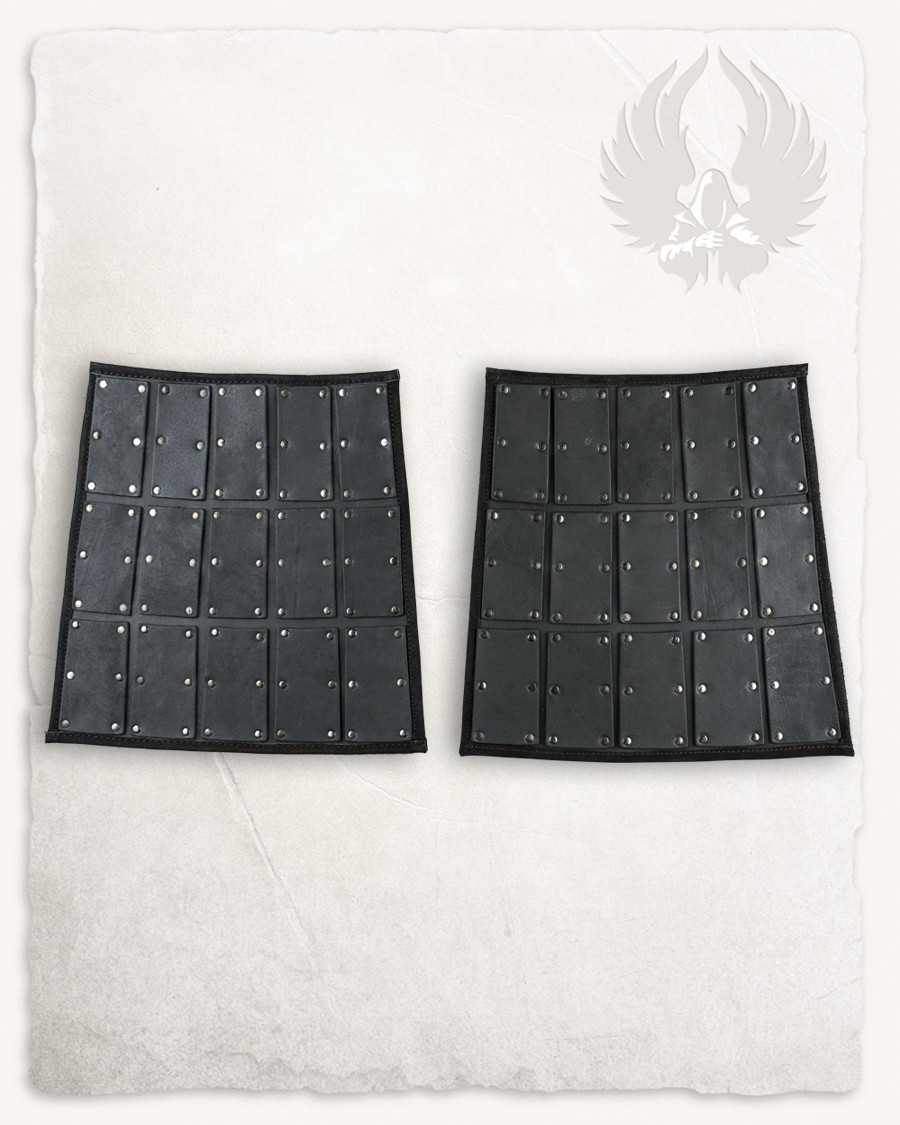 Escarcelas laterales en cuero negro, modelo Quintus