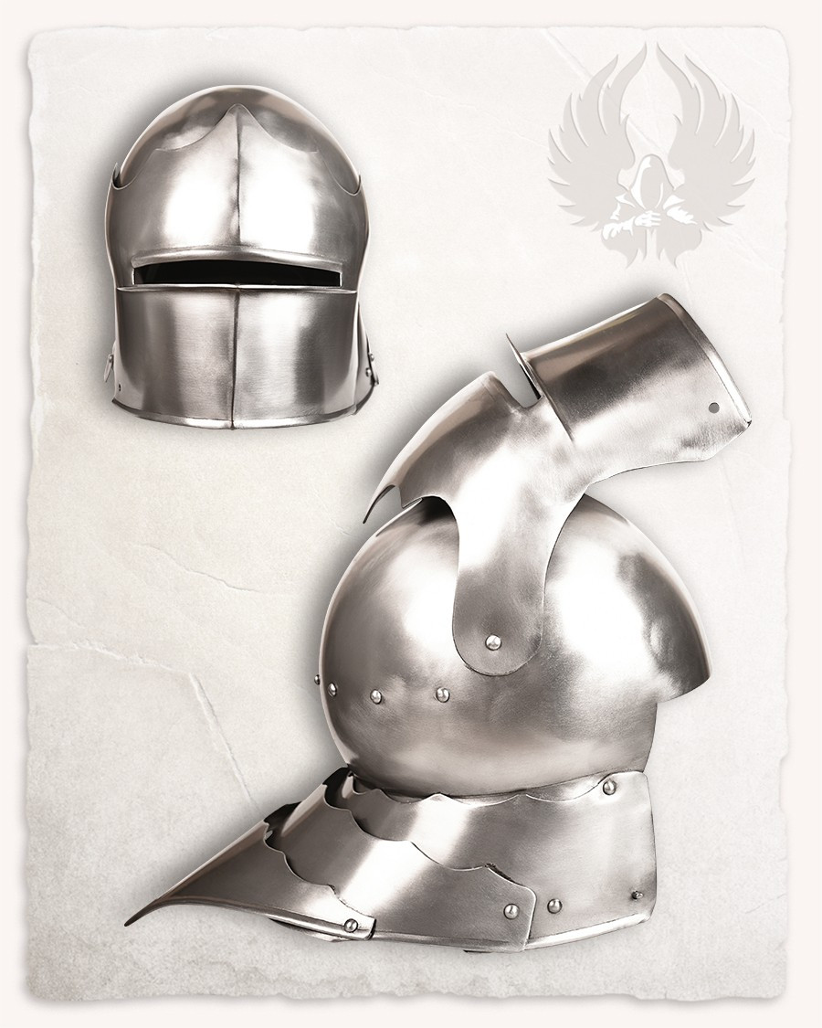 Casco medieval Sallet acero pulido modelo Mathes