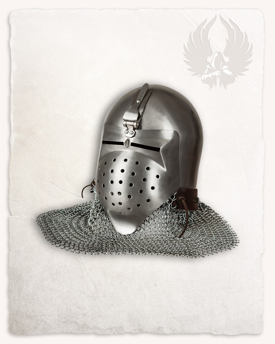 Bacinete con conta de malla modelo Ottokar, acero pulido