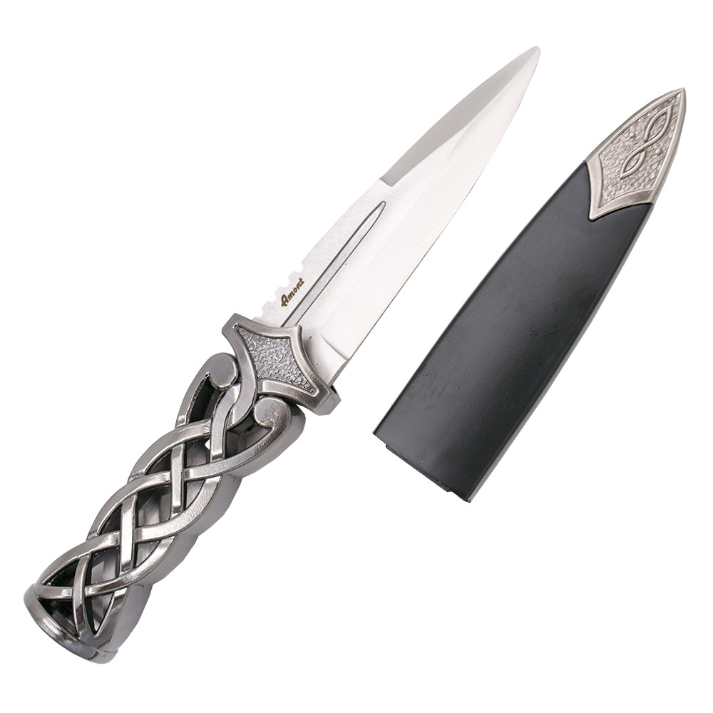 Daga celta mango níquel trenzado piedra roja