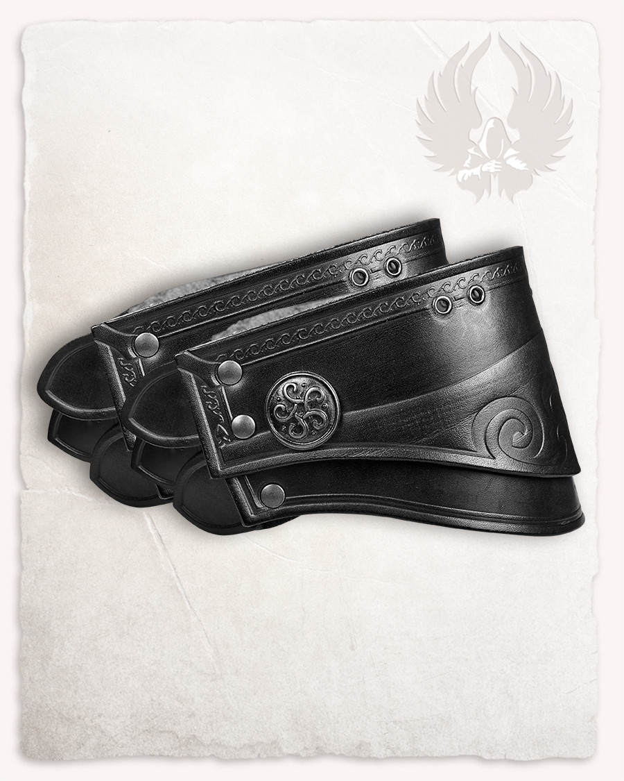 Hombreras cuero negro repujado patrón floral modelo Hektor