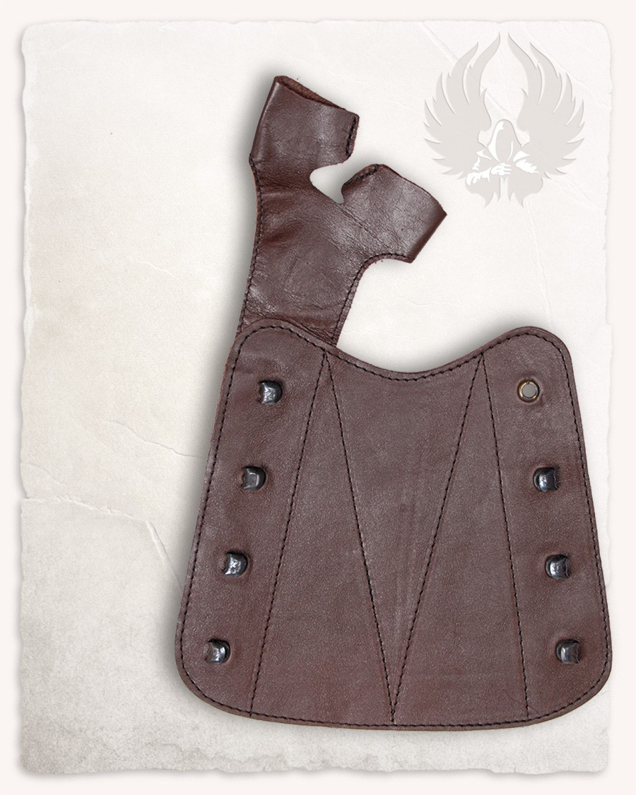 Protector medieval brazo y dedos arquero, cuero sintético