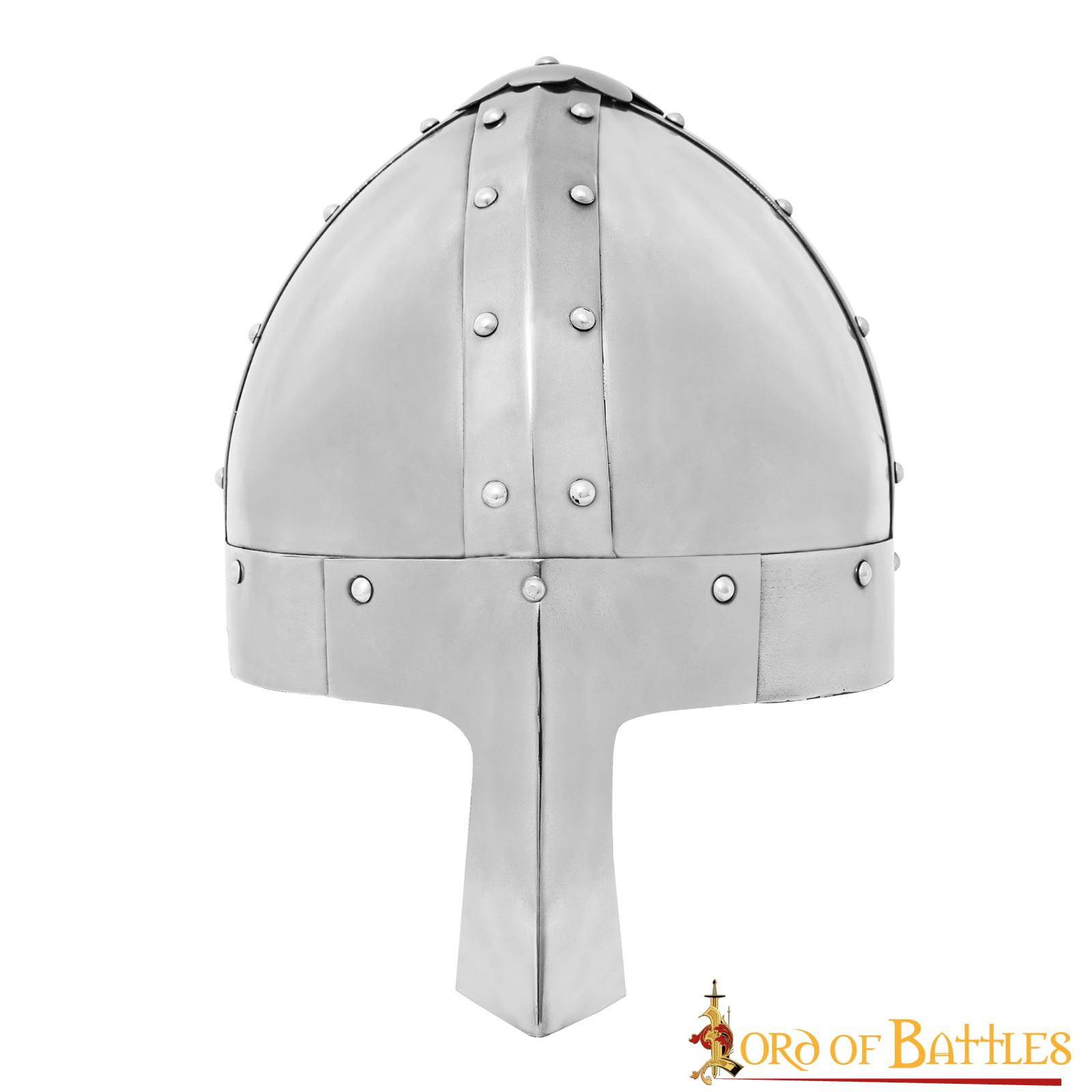 Casco medieval acero normando con forro de cuero