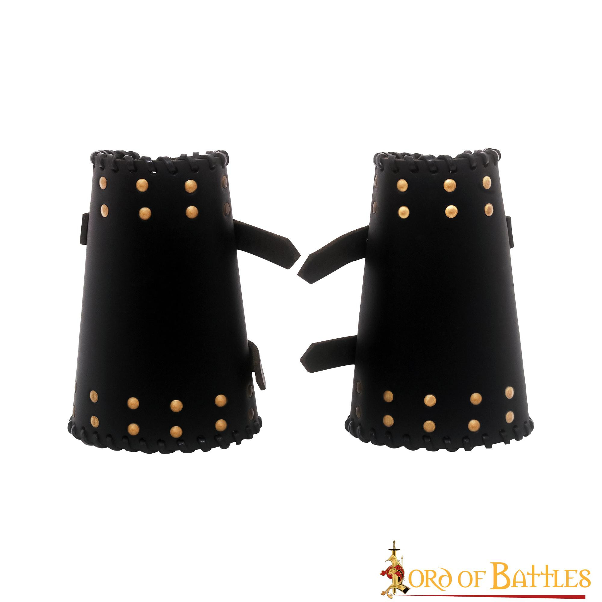 Brazales medievales cuero con tachuelas (17 cm.)