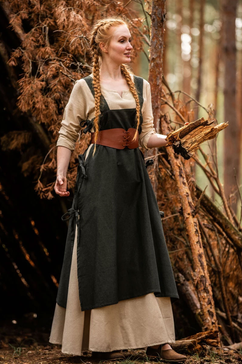 Túnica medieval para mujer Hildegard, verde