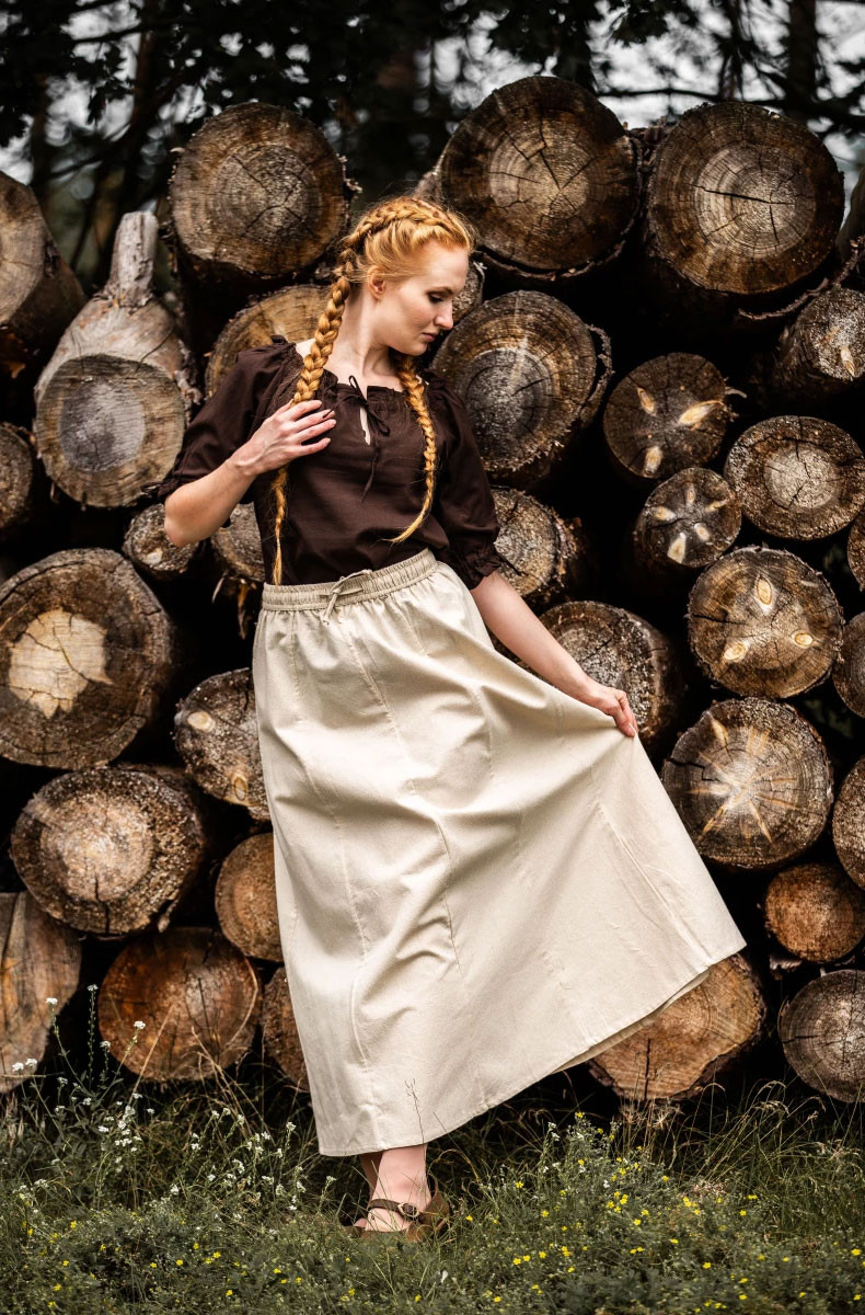 Falda medieval mujer Smilla, blanco natural