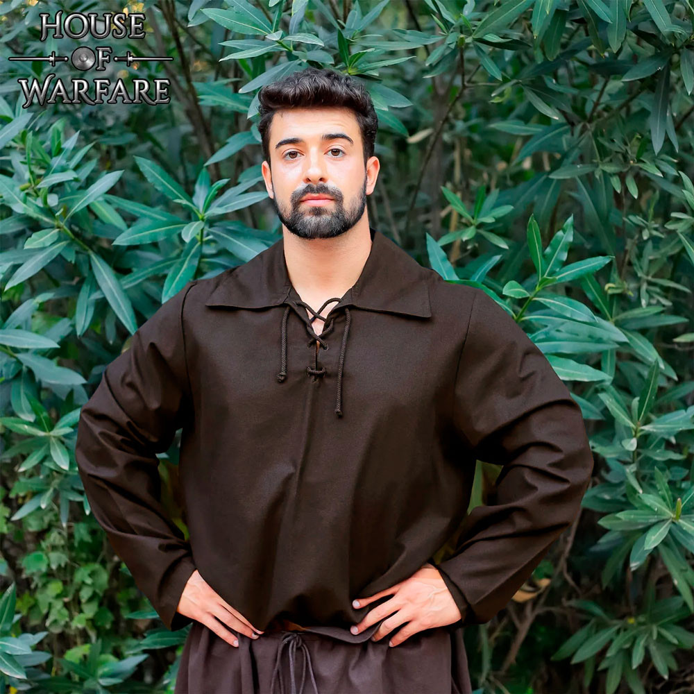 Camisa medieval algodón modelo Mario, marrón