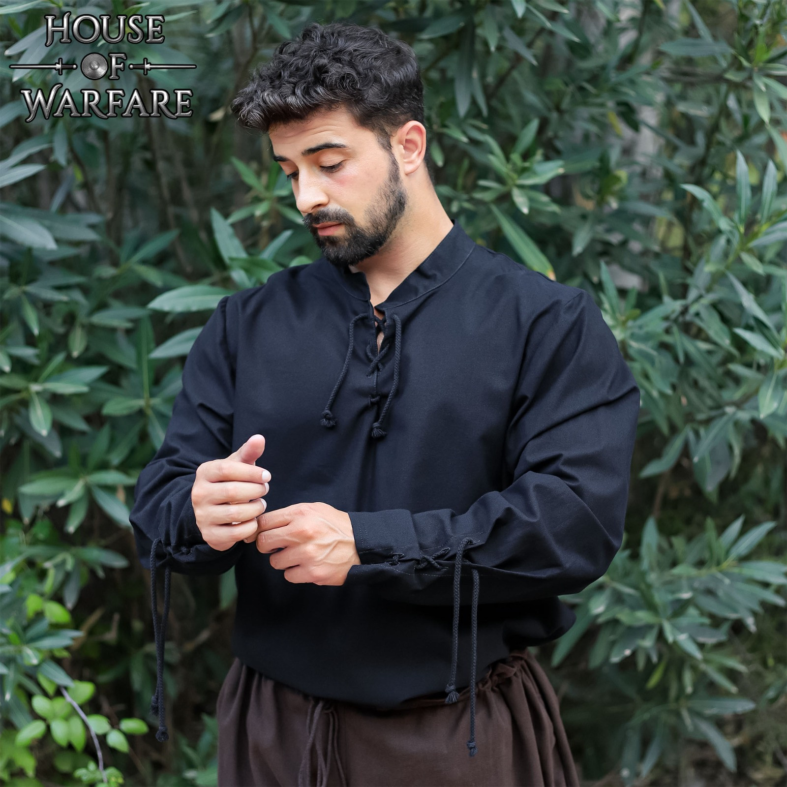 Camisa medieval algodón modelo Luigi, negro