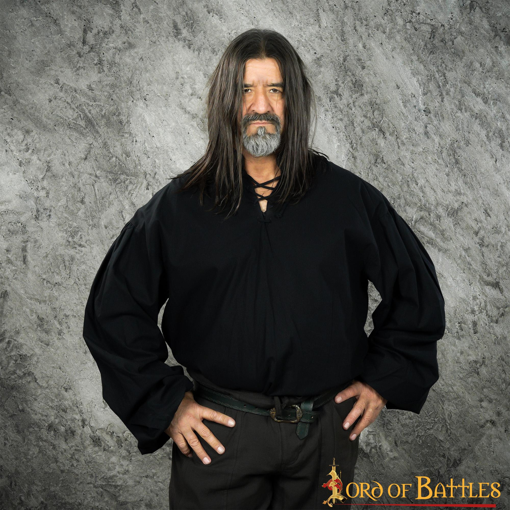 Camisa medieval algodón modelo Usna, negro