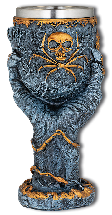 Copa de resina fantasía modelo mano, gris - dorado