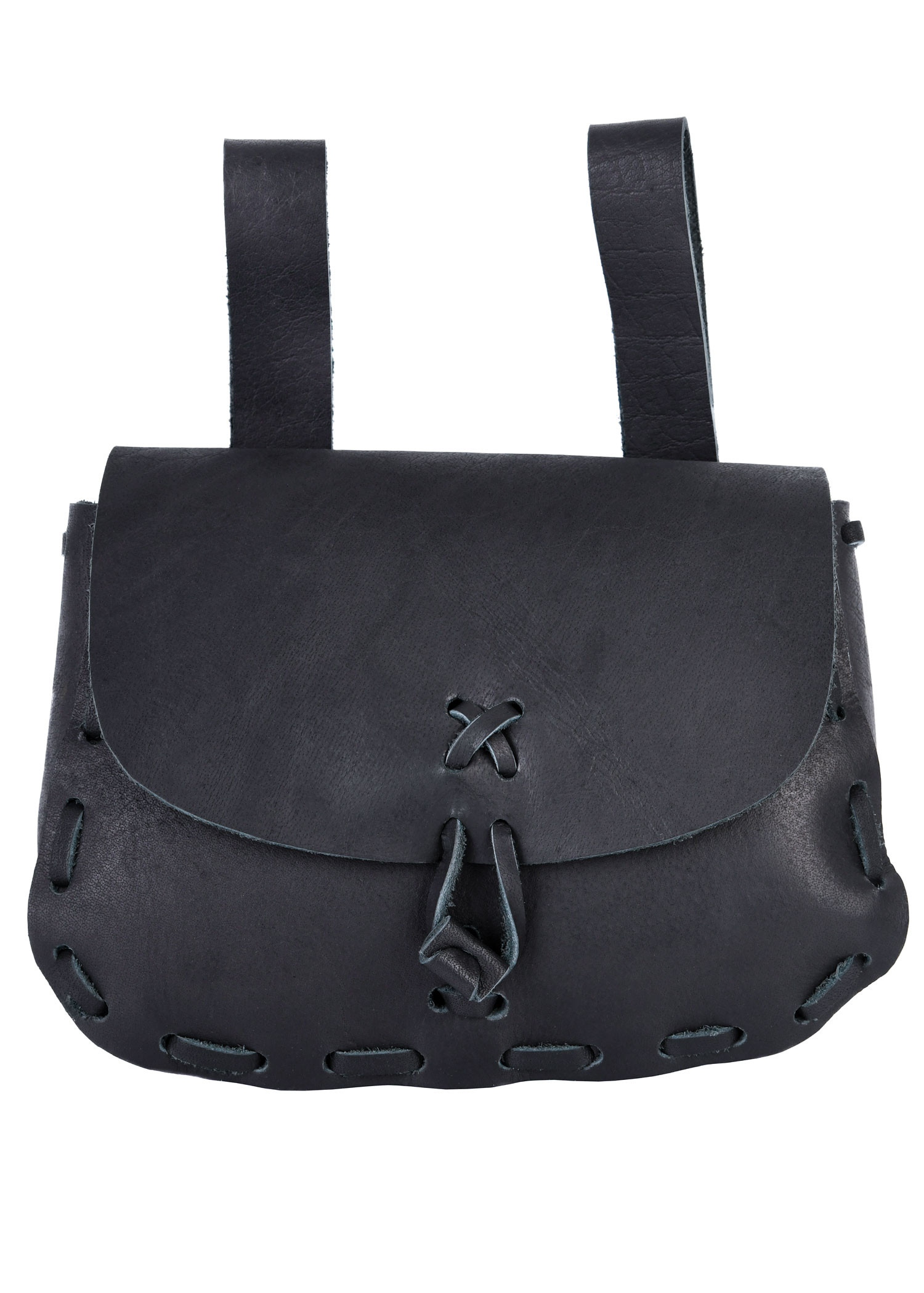 Bolsa medieval para cinturón, cuero negro (14x18 cm.)