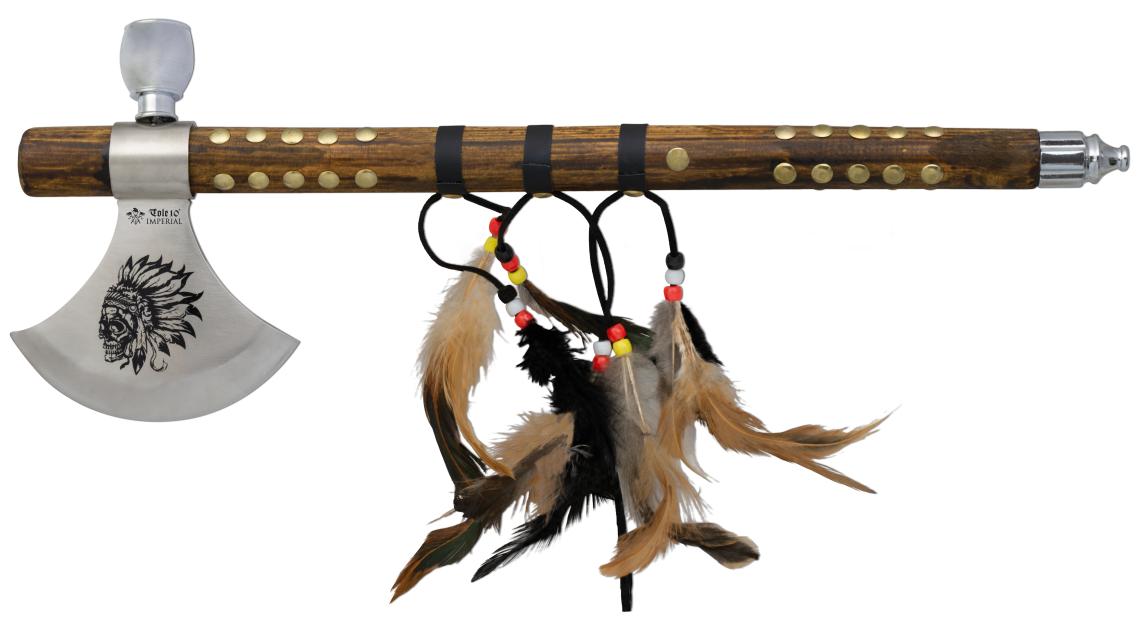 Hacha india decorativa con plumas