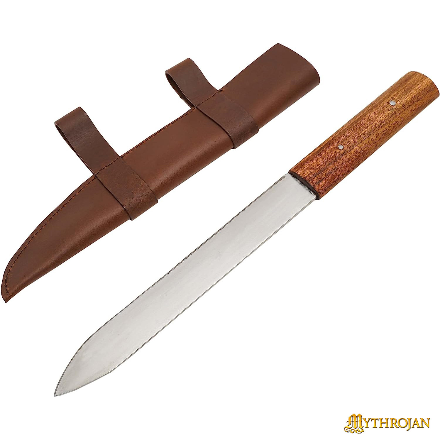 Cuchillo seax vikingo nórdico con funda marrón (45,7 cm.)