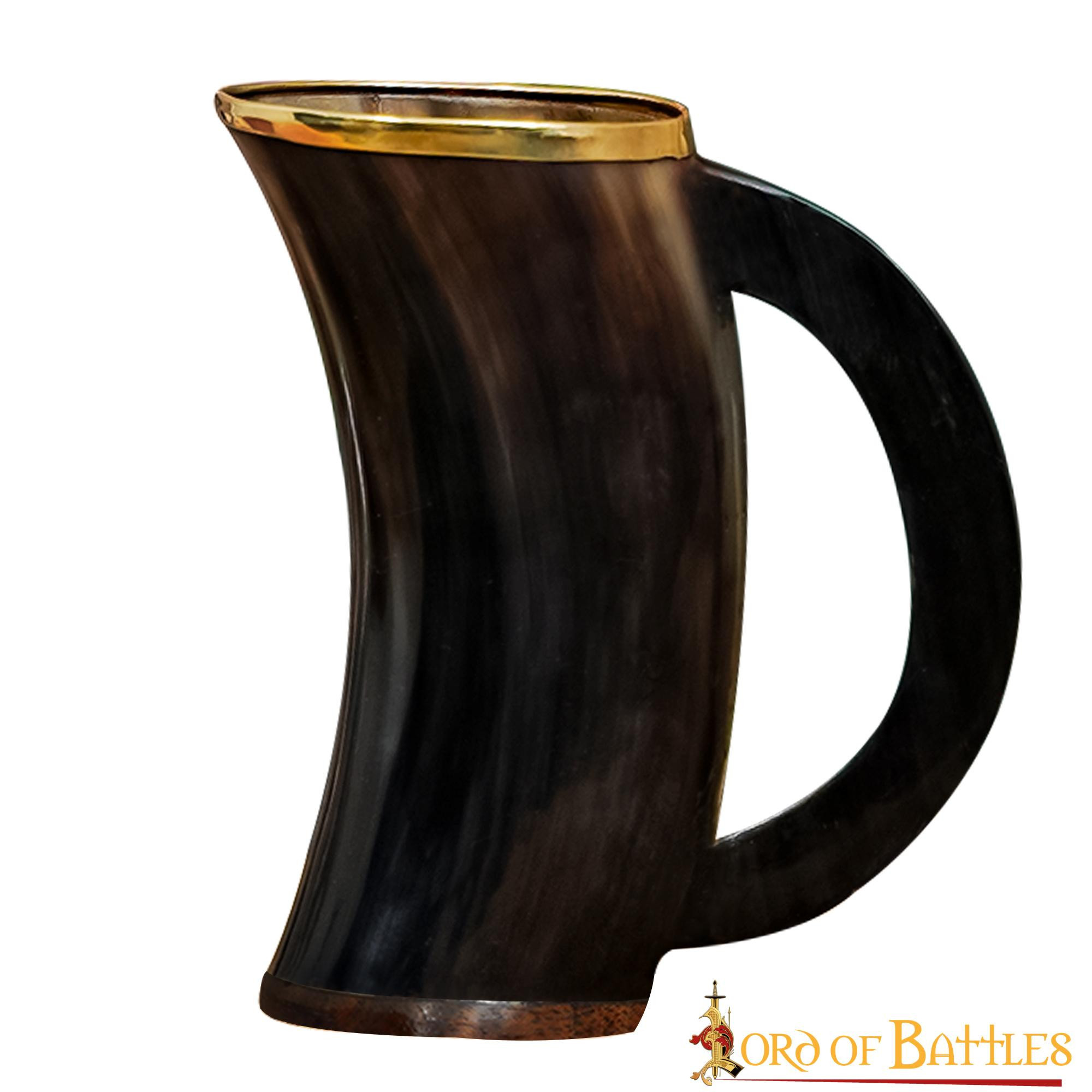 Taza Vikinga en cuero de Buey y ribete latonado